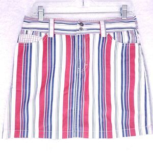 TOMMY HILFIGER Red, White & Blue Stripes Denim Skirt Womens Size 8 Casual Pants